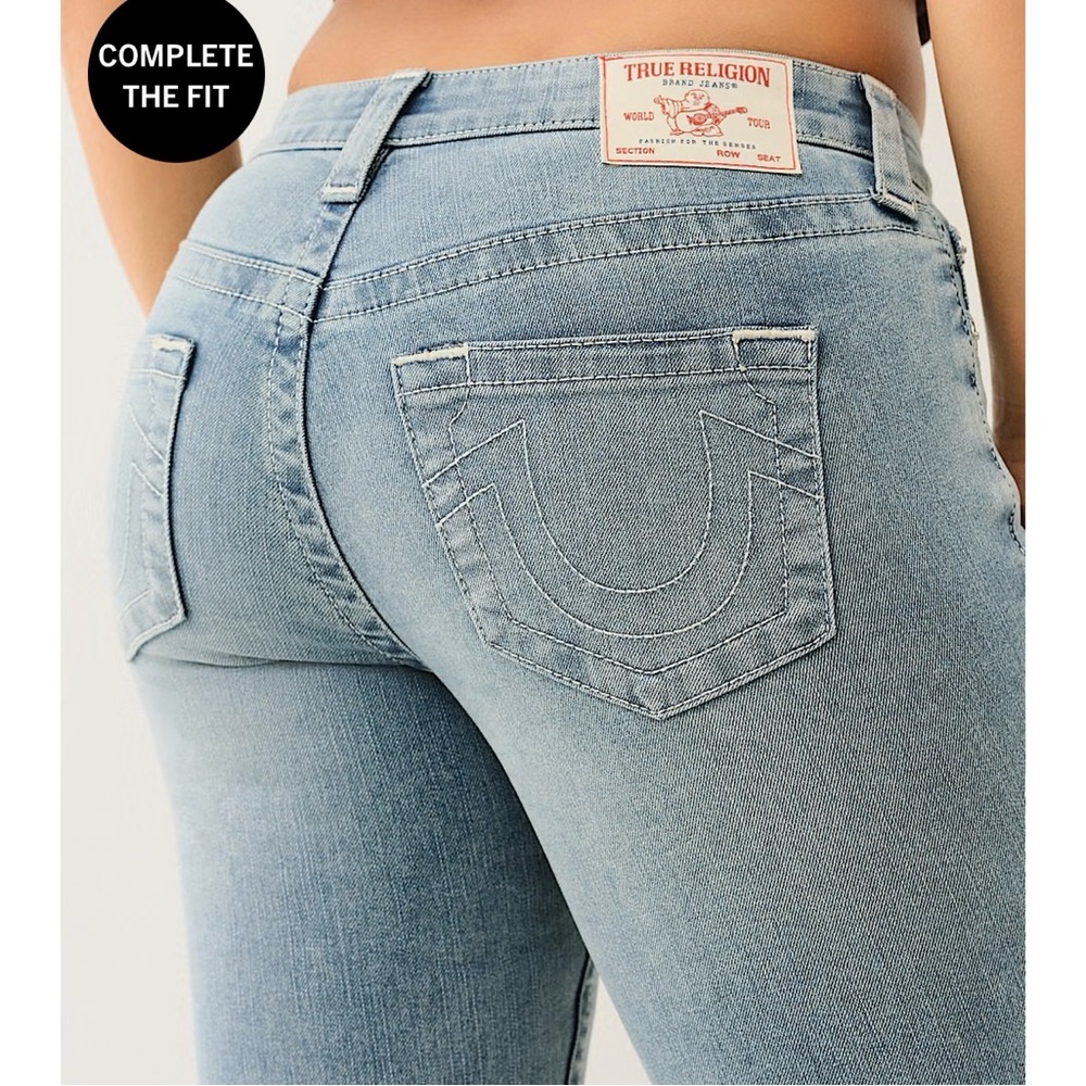 True Religion Halle Mid Rise Super Skinny Jean Light Wash Size 24